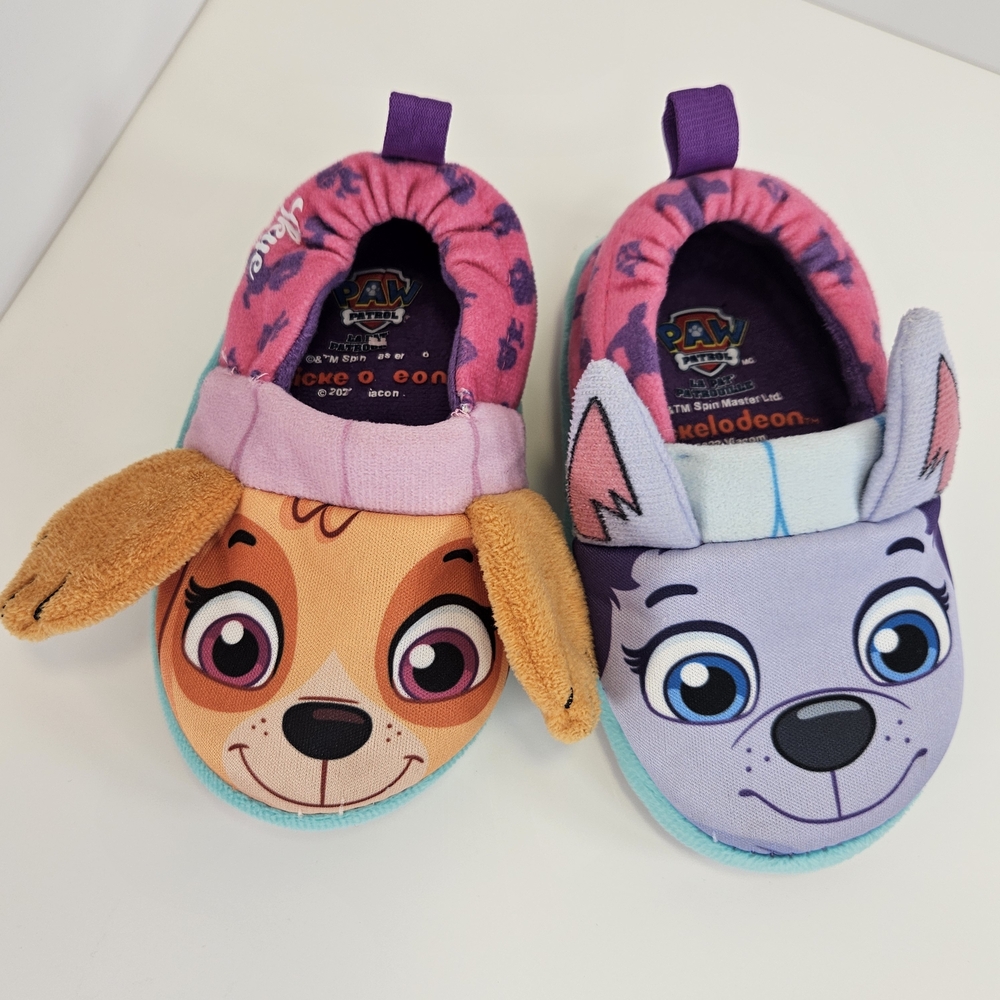 Paw Patrol Girls Slippers Pink Purple Size 5/6 Slip-On Loungewear